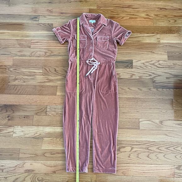 Rachel Antonoff Velvet Coveralls Jewelled Pink Drawstring Waist Womens X-Small - Picture 8 of 9